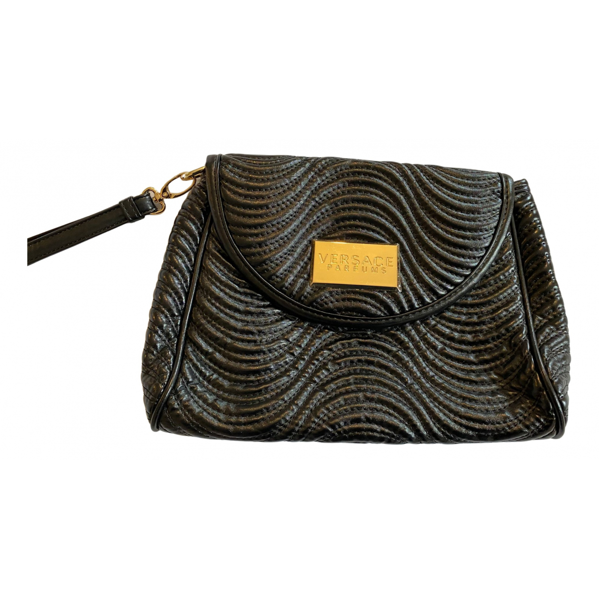 Leather clutch bag Versace Black in 